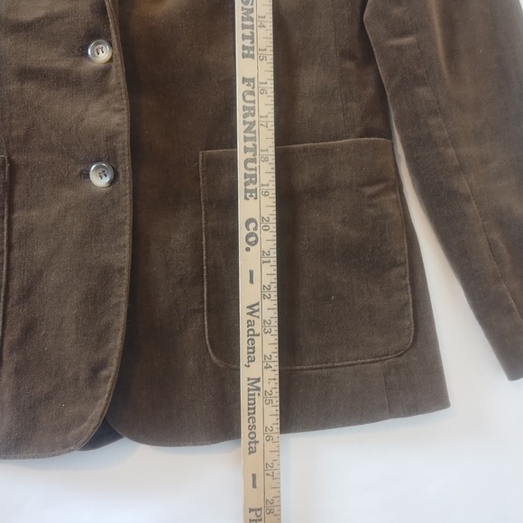 DOMINO Chocolate Brown Blazer Jacket 100% Cotton Shell Velvet Feel Size 12 - Picture 5 of 8